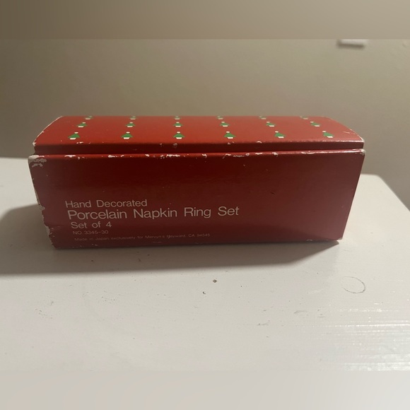 Vintage Hand Decorated Porcelain Holiday Napkin Ring Set Of 4 - Picture 2 of 5